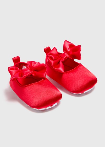 Baby Red Bow Strap Ballet Soft Sole Shoes (6-18mths)