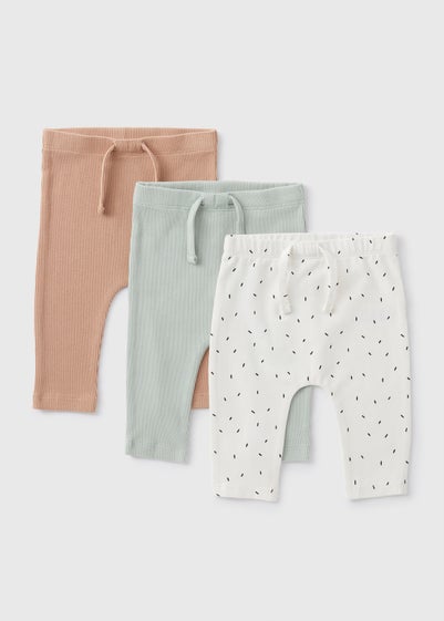 3 Pack Baby Cream Print Leggings (Newborn-23mths)