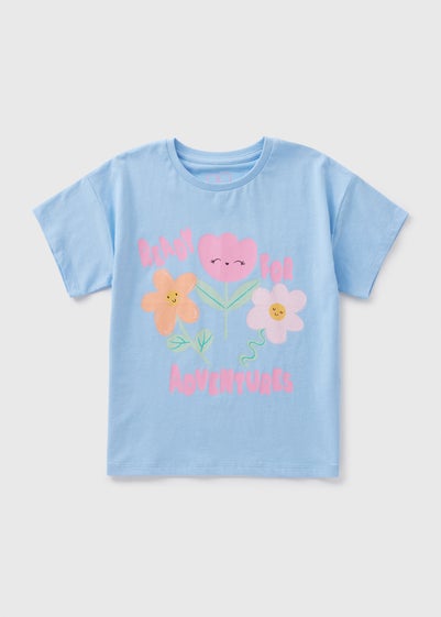 Girls Blue Flower T-Shirt (1-7yrs)