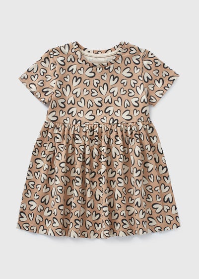 Girls Brown Heart Dress (1-7yrs)