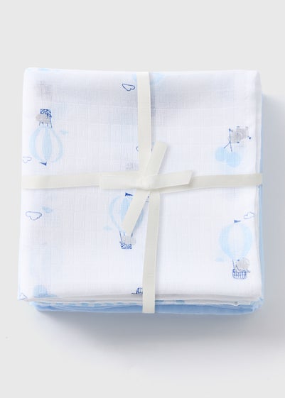 3 Pack Baby Blue Muslin Cloths