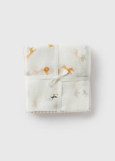 3 Pack Baby Cream Safari Muslin Cloths