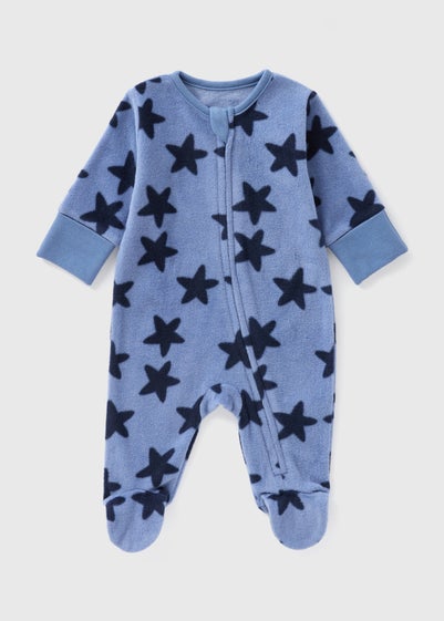 Baby Blue Star Fleece Sleepsuit (Newborn-18mths)