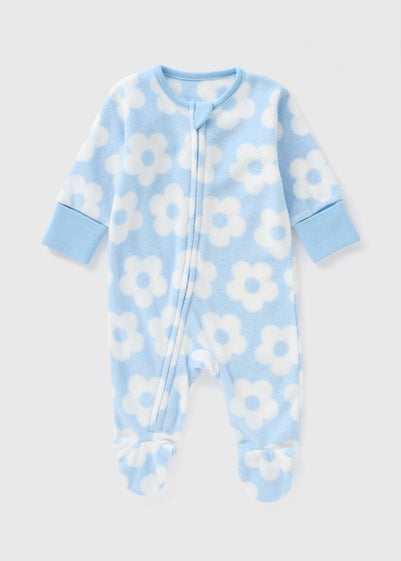 Baby Blue Flower Fleece Sleepsuit (Newborn-18mths)