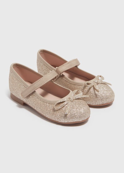 Girls Gold Glitter Ballet Shoes (Younger 4-Older 2)