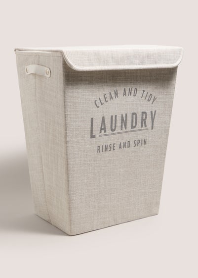 White Linen Laundry Basket