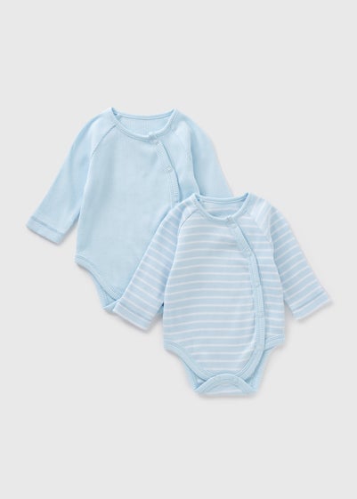 2 Pack Baby Blue Ribbed Bodysuits (Newborn-18mths)