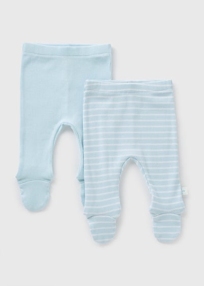 2 Pack Baby Blue Ribbed Leggings (Newborn-18mths)