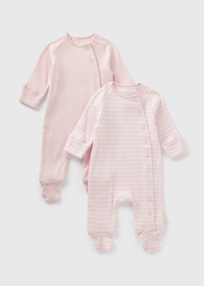 2 Pack Baby Ribbed Sleepsuits (Newbron-12mths)