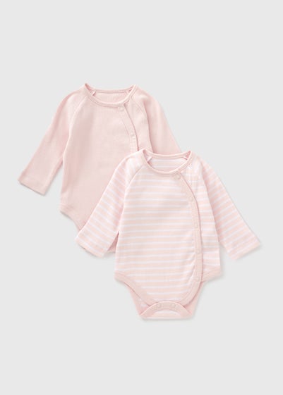 2 Pack Baby Pink Ribbed Bodysuits (Newborn-18mths)