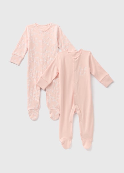 2 Pack Baby Pink Bunny Sleepsuits (Newborn-23mths)