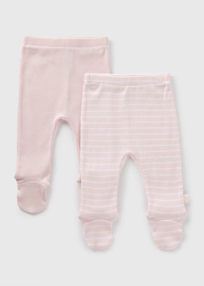 2 Pack Baby Pink Ribbed Leggings (Newborn-18mths)