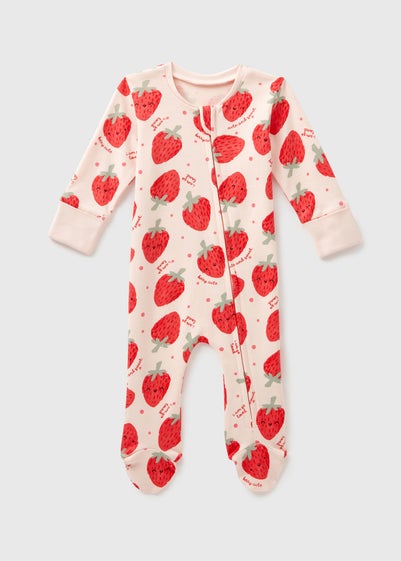 Baby Pink Strawberry Sleepsuit (Newborn-18mths)