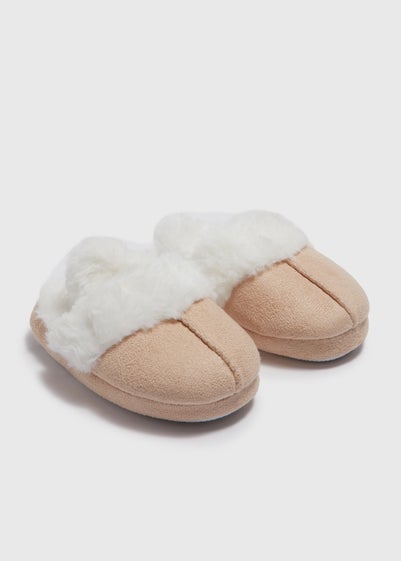 Girls Tan Snug Mule Slippers (Younger 4-12)