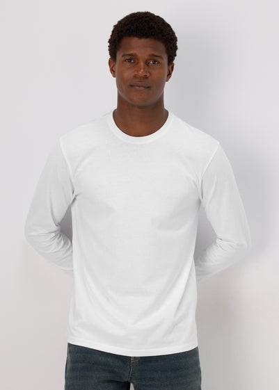 White Essential Crew Neck Long Sleeve T-Shirt