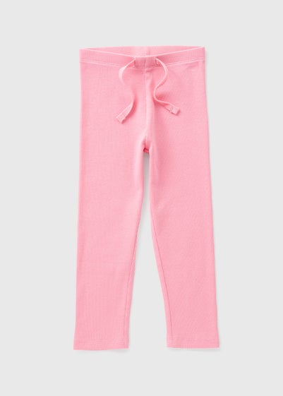 Girls Pink Ribbed Leggings (1-7yrs)