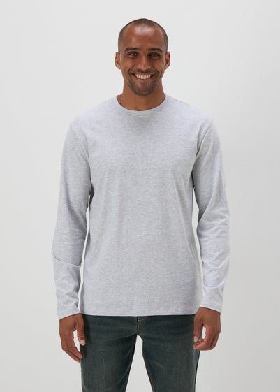 Grey Crew Neck Long Sleeve T-Shirt