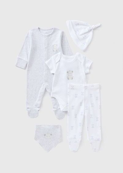 5 Piece Baby Grey Bear Starter Set (Newborn-9mths)