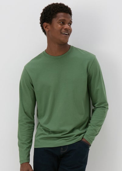 Green Essential Crew Neck Long Sleeve T-Shirt