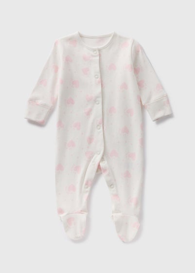 Girls Cream Heart Sleepsuit (Newborn-18mths)