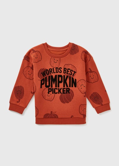 Boys Orange Pumpkin Sweatshirt (1-7yrs)