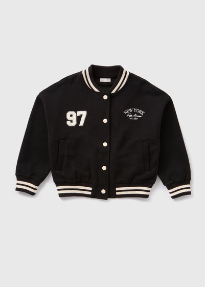 Girls Black Varsity Jacket (7-15yrs)