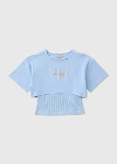 Girls Blue 2 in 1 Top (7-15yrs)