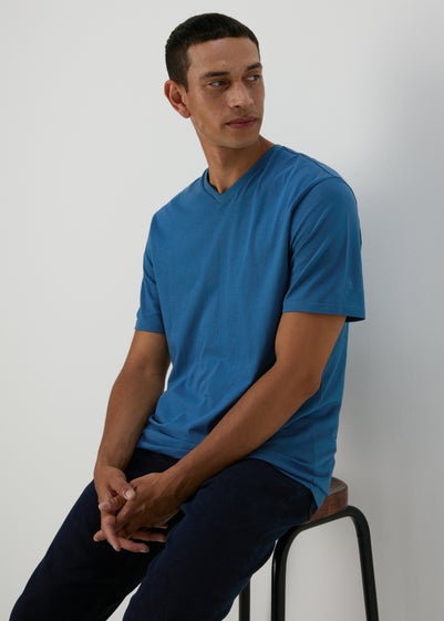 Blue V Neck Essential T-Shirt