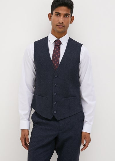 Taylor & Wright Highclere Navy Wool Blend Waistcoat