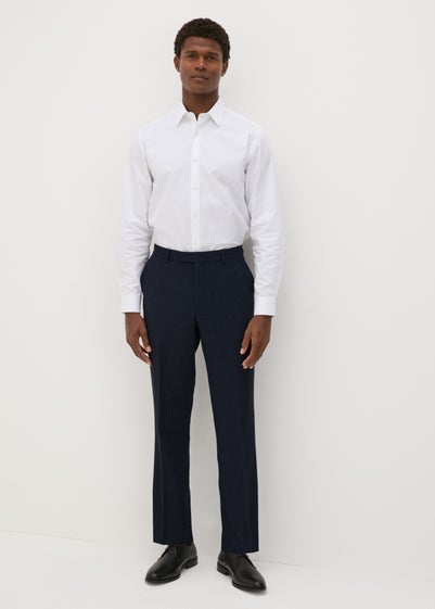 Taylor & Wright Navy Herringbone Highclere Tailored Trousers