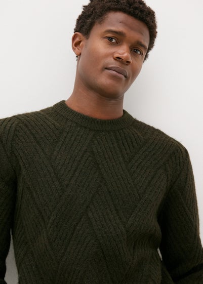 Khaki Textured Knit Jumper