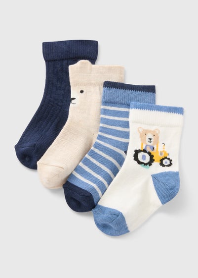 4 Pack Baby Tractor Socks (Newborn-24mths)