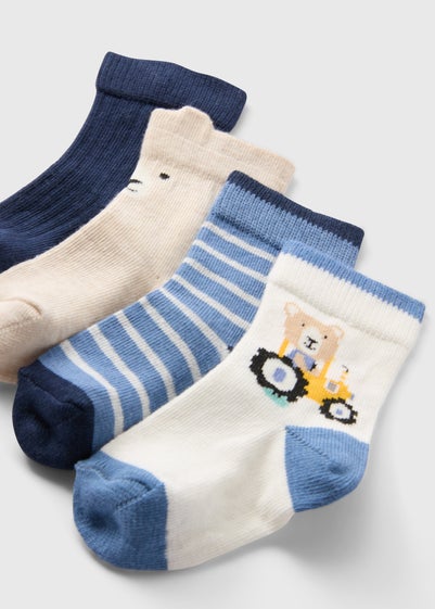 4 Pack Baby Tractor Socks (Newborn-24mths)