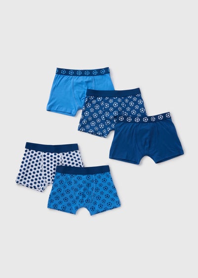 5 Pack Boys Blue Football Trunks (2-16yrs)