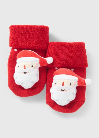 Baby Red Christmas Rattle Socks (Newborn-6mths)