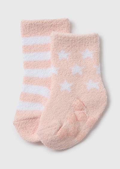 2 Pack Baby Pink Cosy Socks (Newborn-12mths)