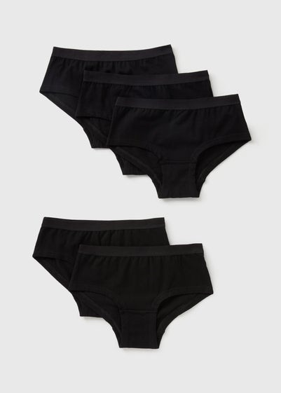 Girls 5 Pack Black Hipsters