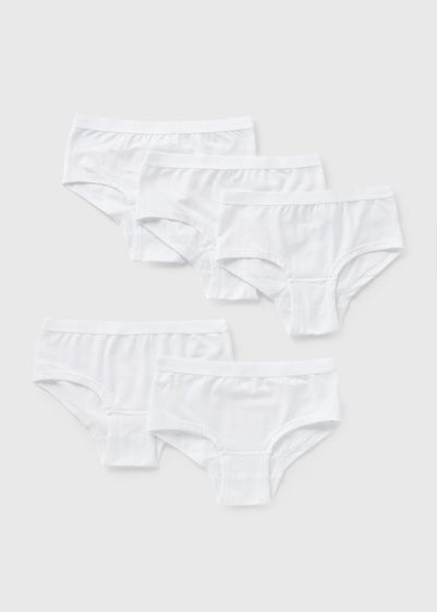 5 Pack Girls White Hipsters