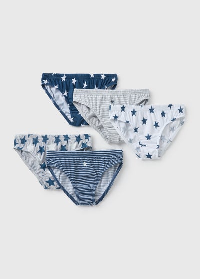 5 Pack Boys Blue Stars Briefs (2-10yrs)