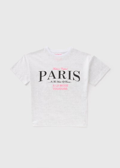 Girls White Paris T-Shirt (7-15yrs)