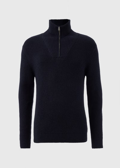 Navy Ribbed 1/4 Zip Jumper