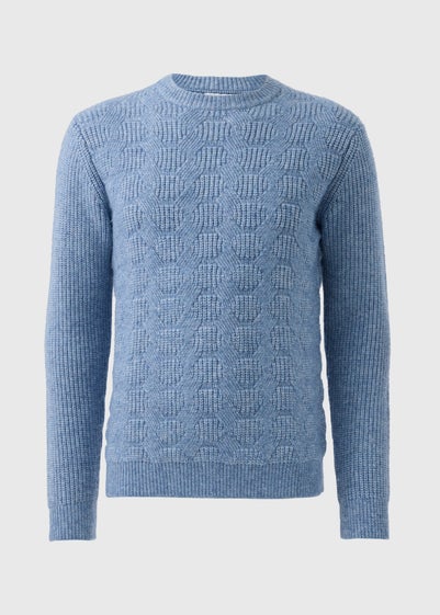 Blue Ribbed Texture Jumper