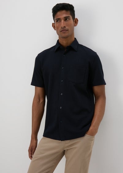 Navy Textured Jersey Shirt