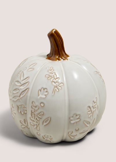 Cream Embossed Pumpkin Ornament