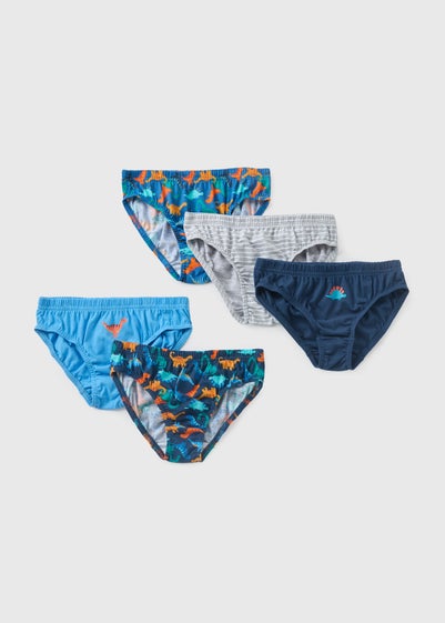 5 Pack Boys Blue Dinosaur Briefs (2-10yrs)