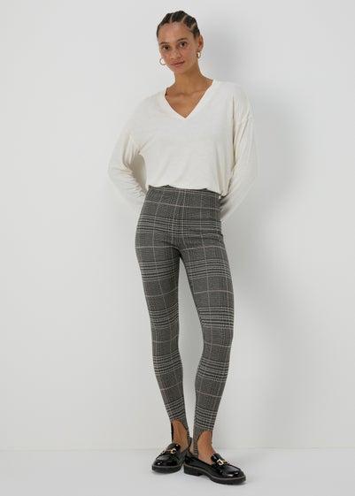 Brown Check Ponte Leggings