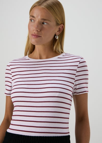 Burgundy Stripe Fitted T-Shirt