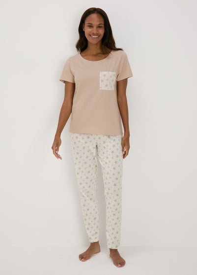 Beige Star Top & Bottoms Pyjama Set