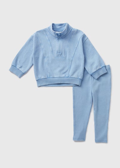 Girls Blue Zip Sweatshirt and Leggings Set (1-7yrs)