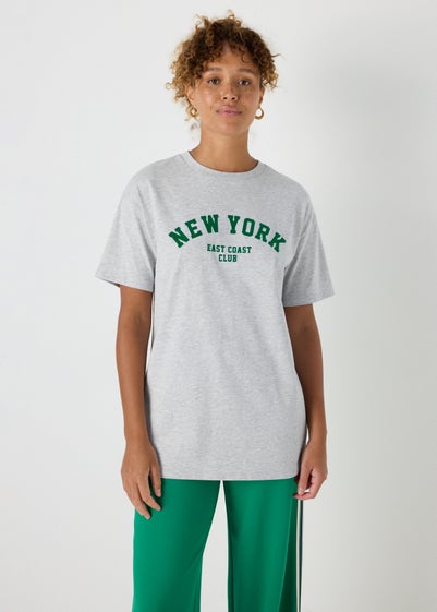 Grey Oversized NEW YORK T-Shirt